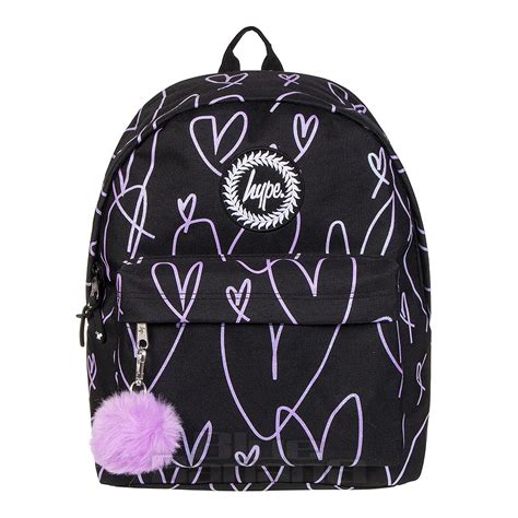 Hype Glitter Hearts Purple Backpack School Rucksack