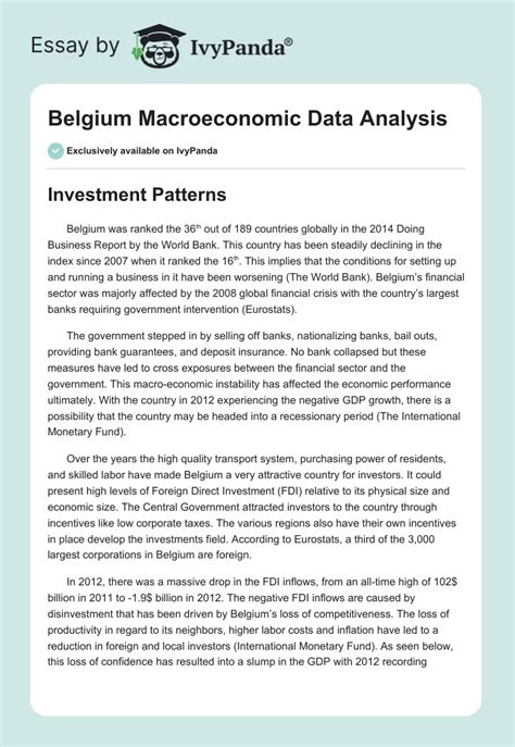 Belgium Macroeconomic Data Analysis 979 Words Essay Example