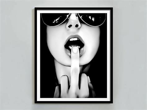Middle Finger Print Feminist Poster Black And White Fuck Off Teen Girl Room Decor Y K Wall