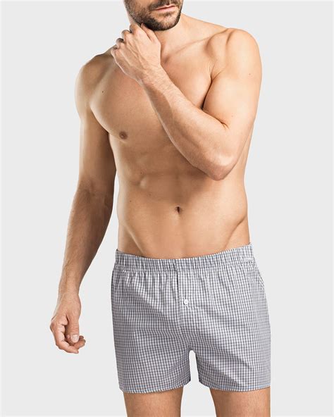 Hanro Mens Fancy Woven Cotton Boxers Neiman Marcus