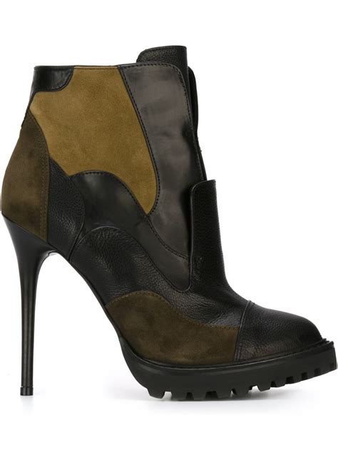 Alexander Mcqueen Patchwork Ankle Boots in Black | Lyst