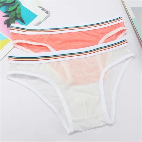 HOT Men Sexy Brief Low rise Mesh Lingerie กางเกงชนในระบายอากาศซทรผาไหมนาแขง Shopee
