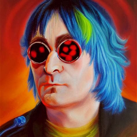 Krea Ai Midsommar Blue Hair Elton John Lennon Oil Paintin