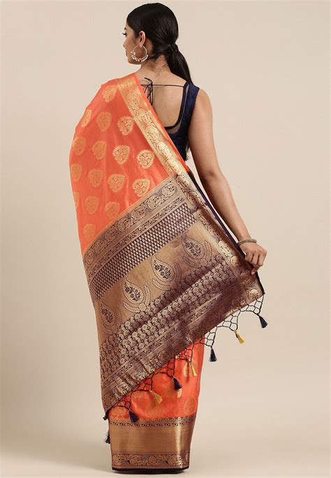 Kanchipuram Saree In Peach SNGA3188