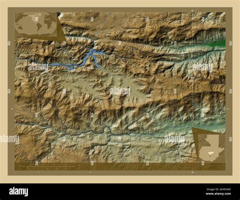 Baja Verapaz Department Of Guatemala Colored Elevation Map With Lakes