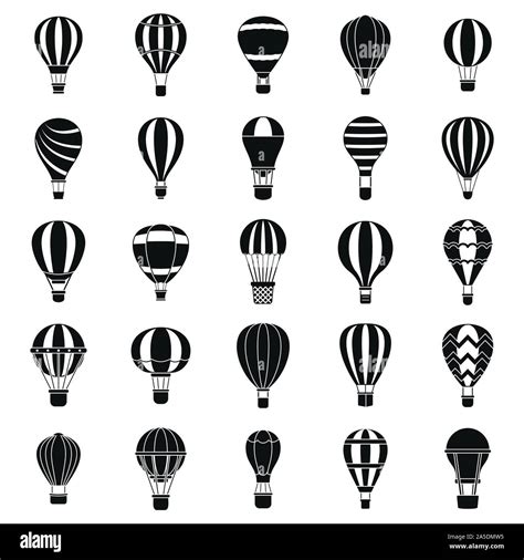 Hot Air Balloon Icons Set Simple Set Of Hot Air Balloon Vector Icons For Web Design On White