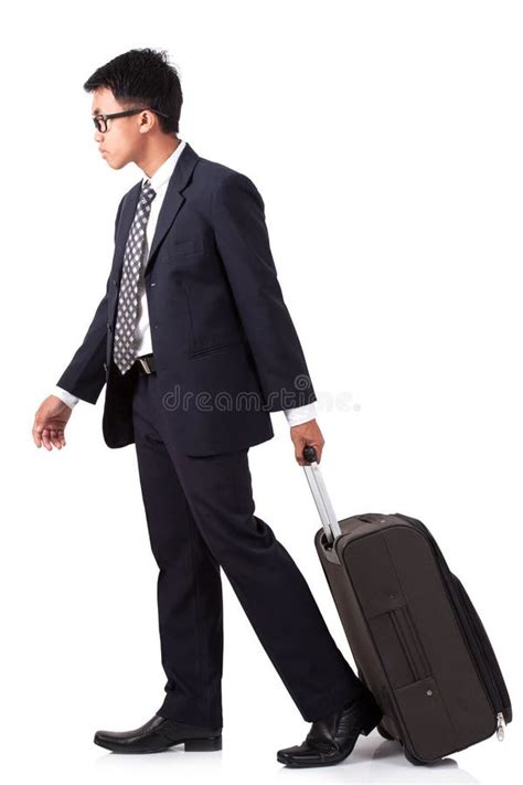 Businessman Walking With Suitcase Stock Image Image Of Trip White