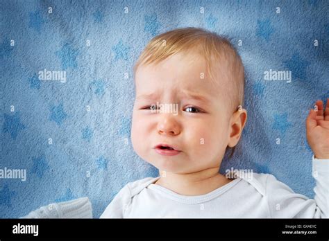 One Year Old Baby Crying Stock Photo Alamy