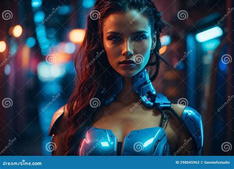 A Beautiful Cyberwoman Featuring Robotic Elements And Enhanced By