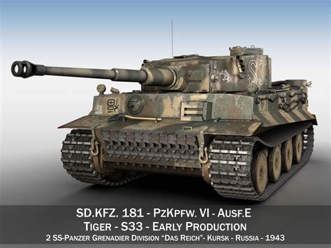 Panzer VI Tiger S33 Early Production 3D Model Obj 3ds Fbx C4d