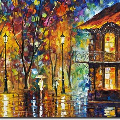 Quadro Decorativo Abstrato Espatulado Casa Pessoas Na Chuva Leroy Merlin