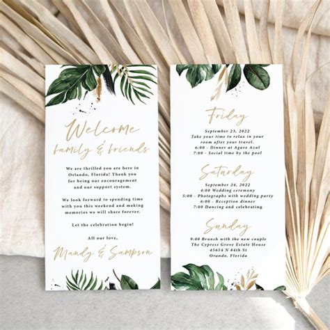 Welcome Letter Itinerary PRINTED Wedding Itinerary Welcome Etsy