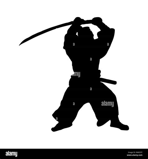 Silueta De Un Guerrero Samurai Japon S Dibujo Sencillo Imagen Vector