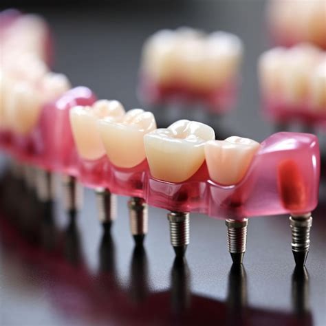 Premium Photo A Close Up Of A Row Of Dental Implants With A Tooth