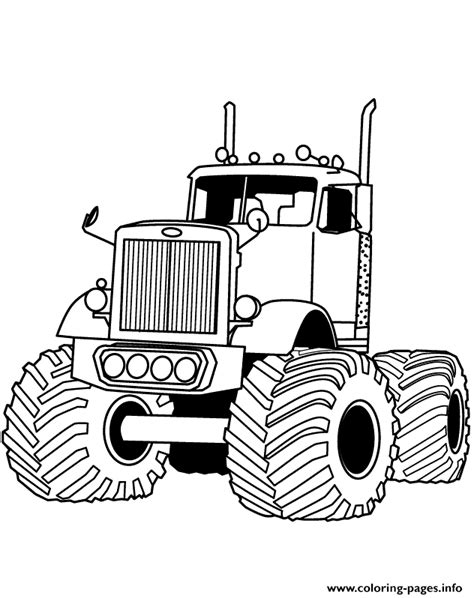 Big Rig Monster Truck For Boys Coloring Pages Printable