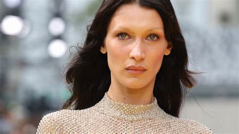 Bella Hadid Wears Nude Studded Jumpsuit on Stella McCartney Runway