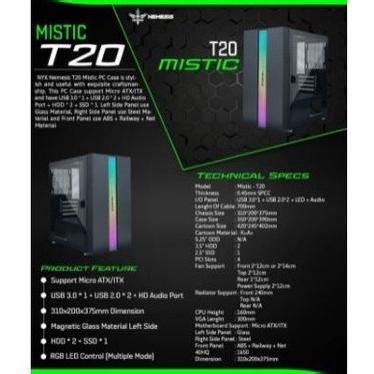 Jual BARU CASING GAMING NYK MISTIC T20 MICRO ATX GLASS LED RGB PC