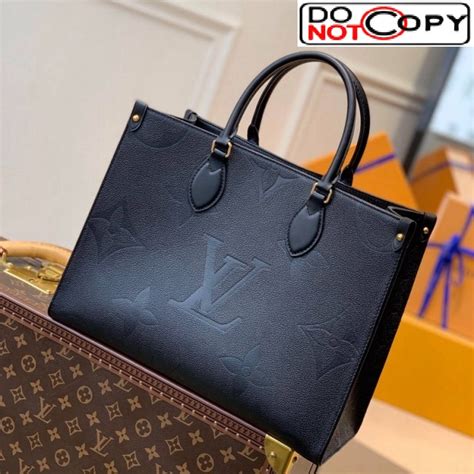 Louis Vuitton Onthego Mm Tote Bag In Monogram Leather M45595 Black