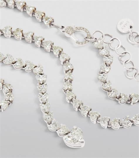 Shay White Gold And Diamond Heart Y Drop Necklace Harrods Us