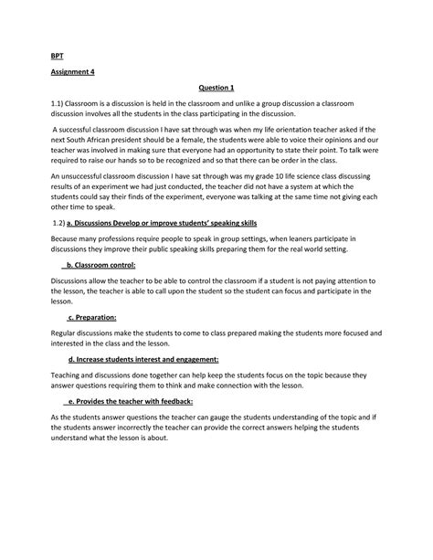 Bpt Assignment Assignmt On Classroom Management Bpt Assignment