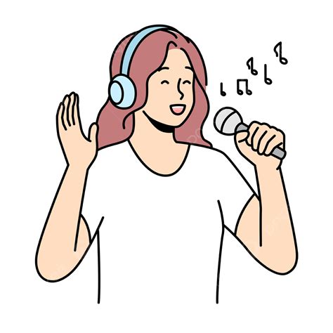 마이크에서 노래하는 행복한 여자 여성 노래 마이크로폰 Png 일러스트 및 벡터 에 대한 무료 다운로드 Pngtree