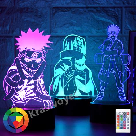 NARUTO Anime Night Light Uchiha Itachi Nara Shikamaru 3D LED Illusion