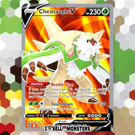 Pokémon TCG 1x Chesnaught V Full Art 171 195 x1 Silver Tempest ULTRA