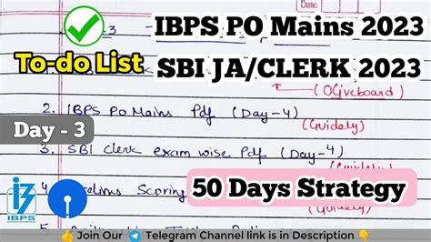 To Do List Day Ibps Po Mains Sbi Clerk Pre Mains Days