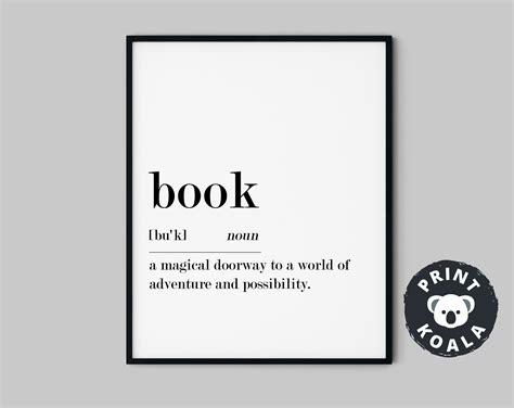 Book Definition Print Book Print Book Lovers T Book Art Etsy Uk