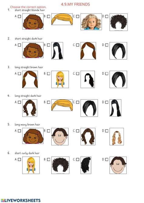 4 9 My Friends Quiz About Hair Types Interactive Worksheet Friend