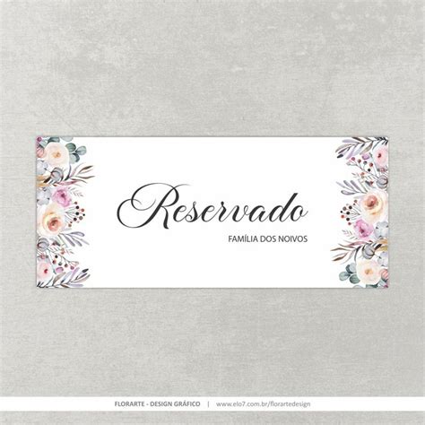 Placa Reservado Place Cards Casamento Arte Digital Elo