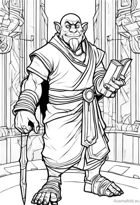 Coloring Picture Rpg Monk Fantasy Ausmalbild Eu