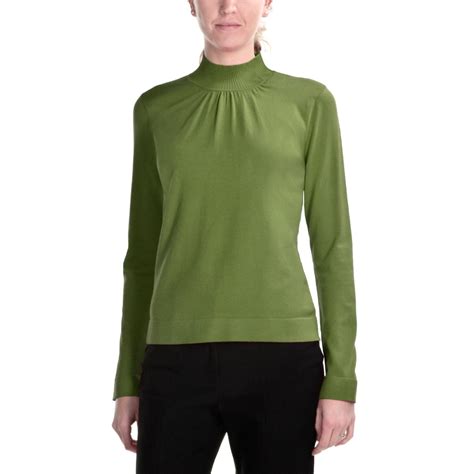 August Silk Shirred Mock Turtleneck Long Sleeve For Women