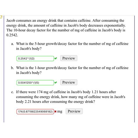 Solved Jacob Consumes An Energy Drink That Contains Chegg
