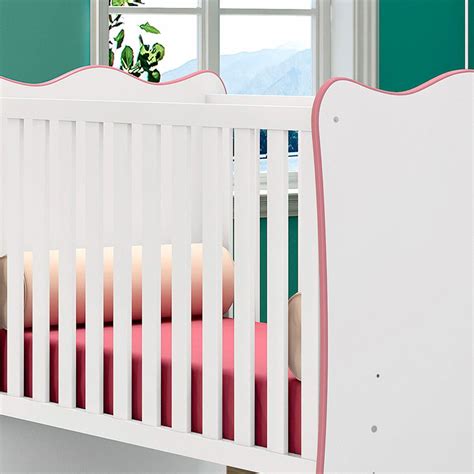 Ber O Mini Cama E C Moda Infantil Trocador Doce Sonho Branco Rosa