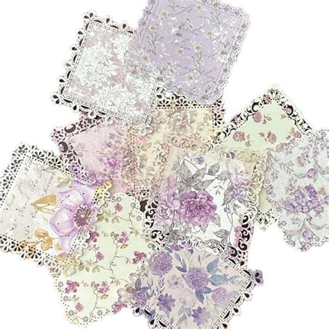 Xere 20 Pcs Purple Lace Paper Scrapbook Supplies