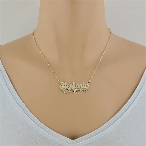 10k Or 14k Yellow Or White Solid Gold Personalized Name Necklace Laser Cut Nn50