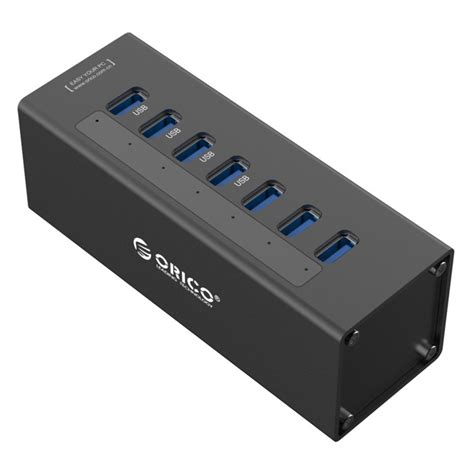 Orico A3H7 V2 SA BK 7 Port USB 3 0 Aluminium Black Hub Wootware