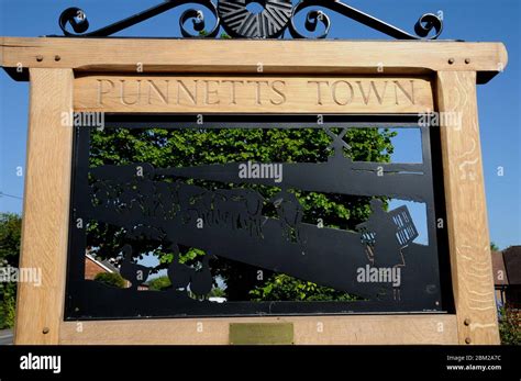 The Village Sign Erected In 2020 In The Centre Of The Small East Sussex Village Of Punnetts