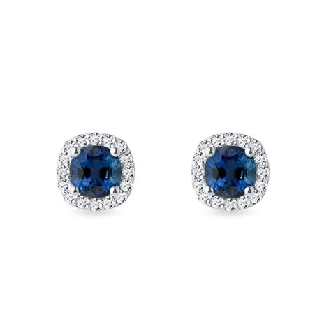 Luxury Sapphire and Diamond Earrings in White Gold | KLENOTA