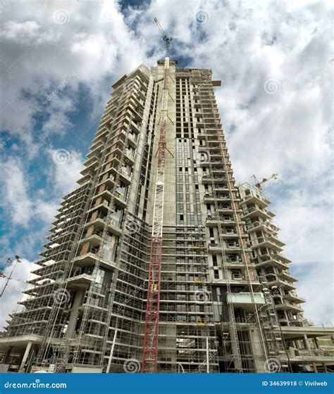 Skyscraper Under Construction With Crane Royalty-Free Stock Image ...