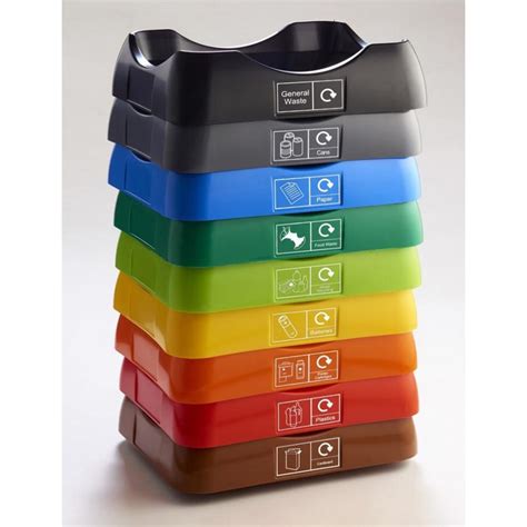 Bison 50l Recycling Bin With Colour Coded Lids Stickers Caterclean