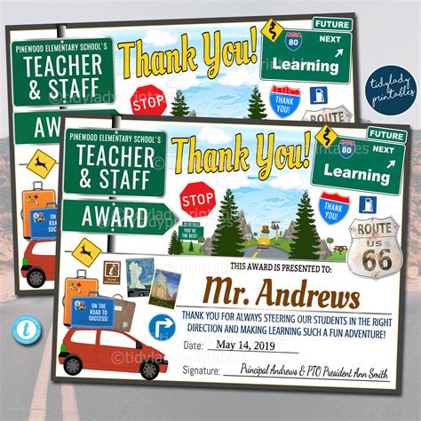 Road Trip Theme Teacher Appreciation Week Printable Party Set — TidyLady Printables