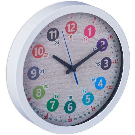 Relaxdays Wall Clock Learn Time Battery Powered Kitchen Office