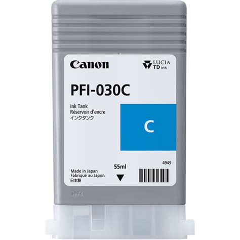 Canon PFI 030 Cyan Ink Tank 55mL 3490C001AA B H Photo Video