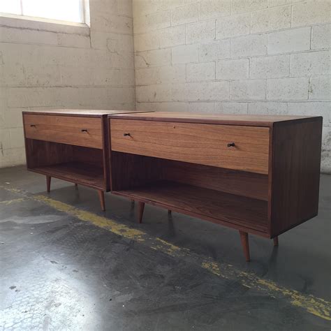 Buy Hand Crafted Mid Century Modern Style Bedside Table In Walnut Made