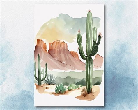 Minimalist Sonoran Desert Cactus Wall Art Southwest Nature Inspired