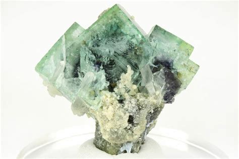 Green Cubic Fluorite Crystal Cluster With Quartz Yaogangxian