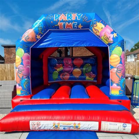 Red And Blue 12ft X 12ft Party Time Bouncy Castle Bounce Happy Entertainment