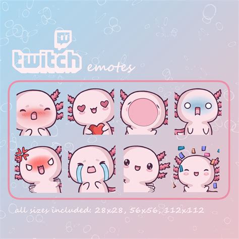 Twitch Emotes Axolotl Pack X X X Cute Etsy Ireland